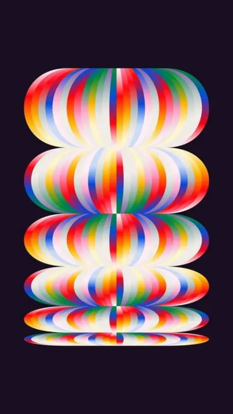 Stacked Rainbow Ellipsoids — Symmetric Gradient Poster