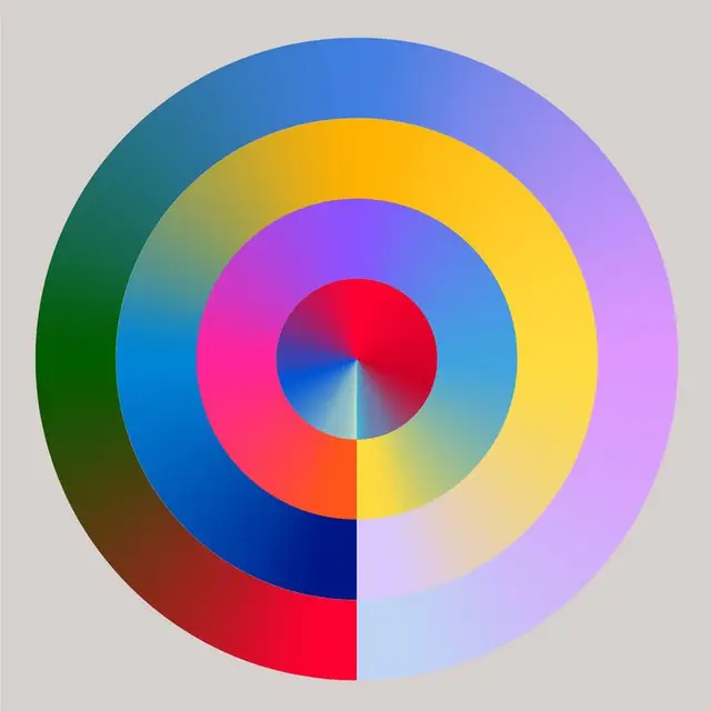Split-Tone Concentric Color Wheel with Radial Gradient Center