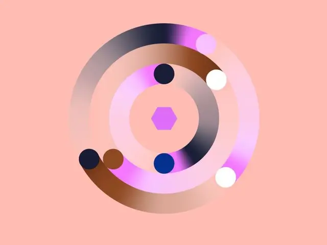 Abstract concentric ring illustration with hexagon center