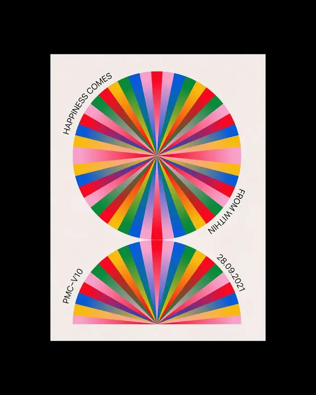 Multicolored Radial Poster — Full Circle and Semicircle with Curved Quote