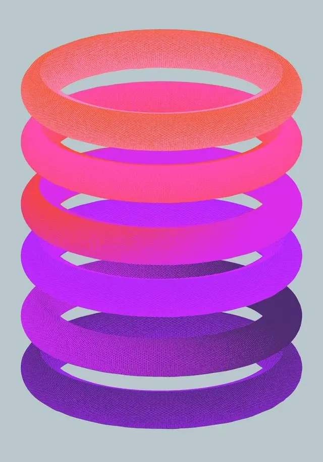 Stacked Gradient Torus Rings — Neon Pink to Violet