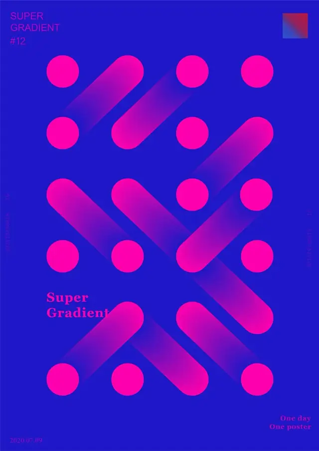Super Gradient #12 — Magenta Circles & Diagonal Gradient Pills Poster
