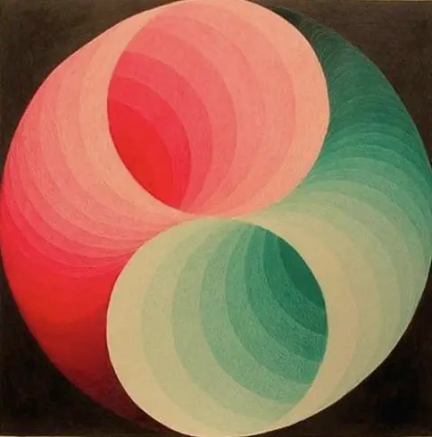 Coral and Mint Interlocking Concentric Circles — Abstract Painting