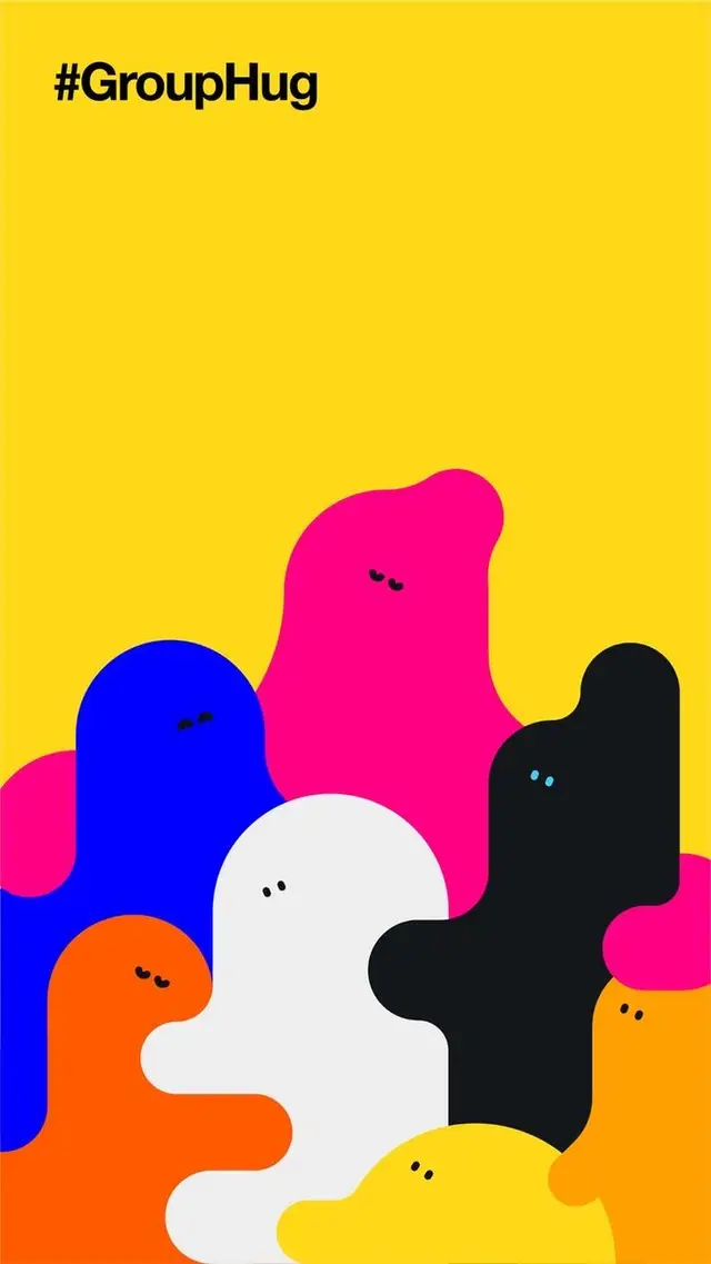 #GroupHug — Colorful hugging blobs poster