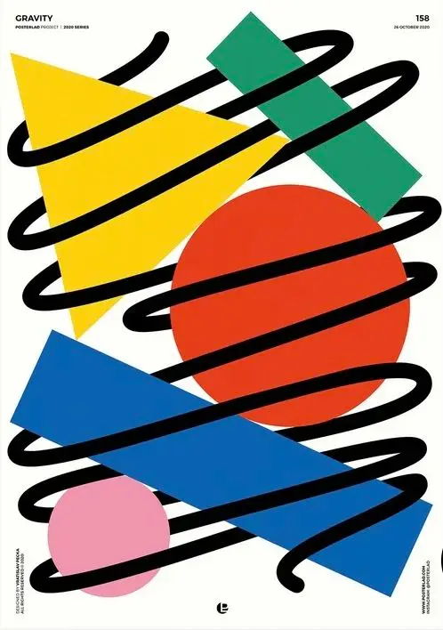 Gravity — geometric poster with black spiral ribbon (Posterlab series)