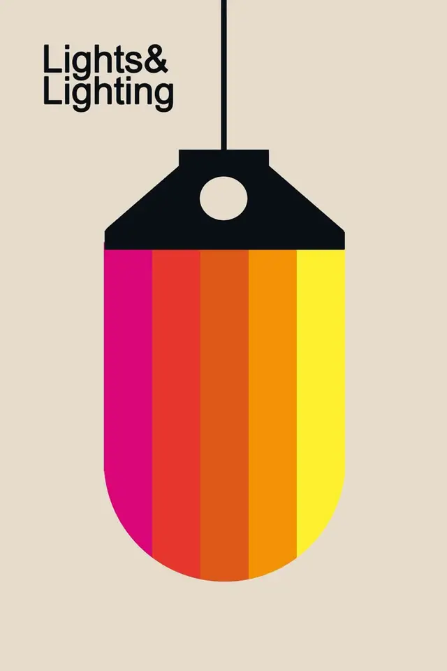 Minimal Poster — Color‑Blocked Pendant Lamp