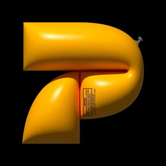 Glossy Yellow Inflatable Number 7 — 3D Balloon Typography