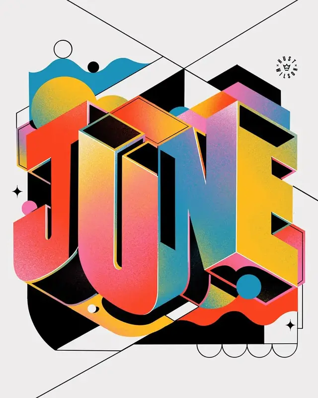 Colorful 3D Typographic Poster: JUNE