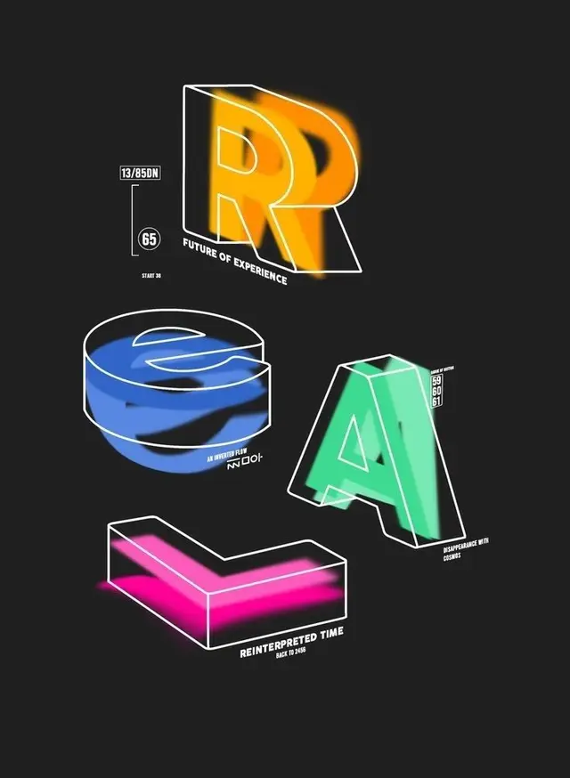 REAL — Neon 3D Typographic Poster
