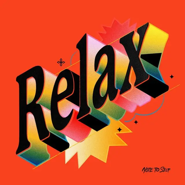 3D Rainbow-Gradient 'Relax' Typography on Orange Background