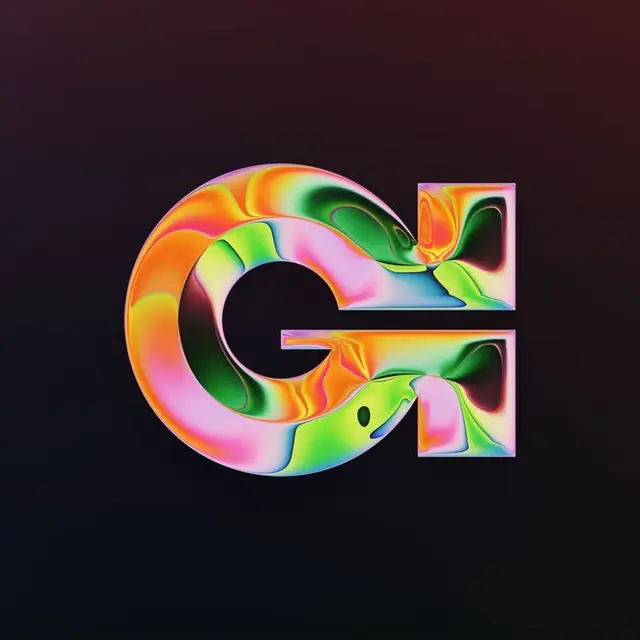 Iridescent 3D Letter G — Liquid Marble Typography