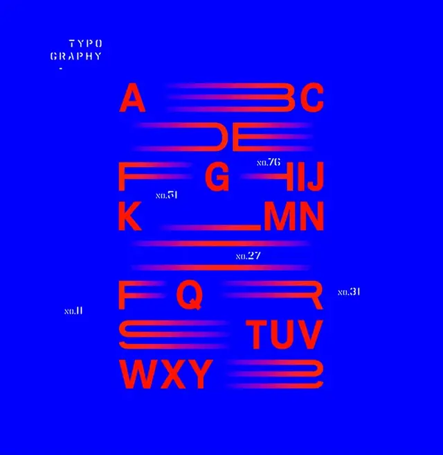 Electric-blue typographic specimen poster with blurred horizontal strokes