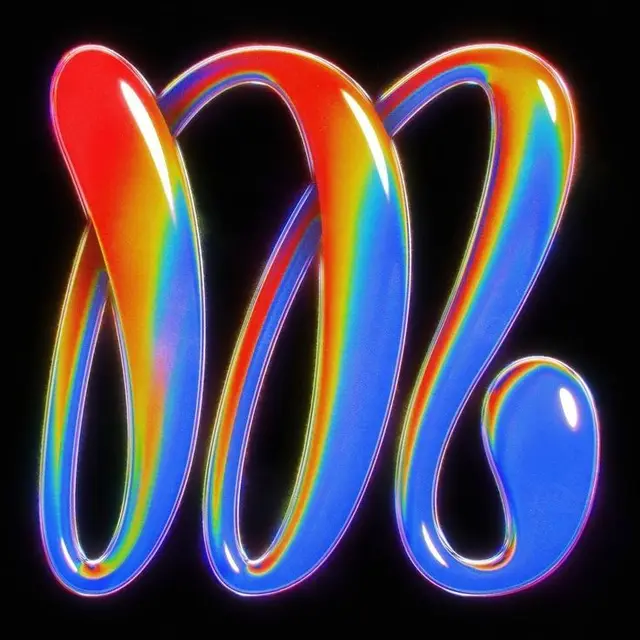 Iridescent Liquid-Chrome Ribbon (letter-like 'M')