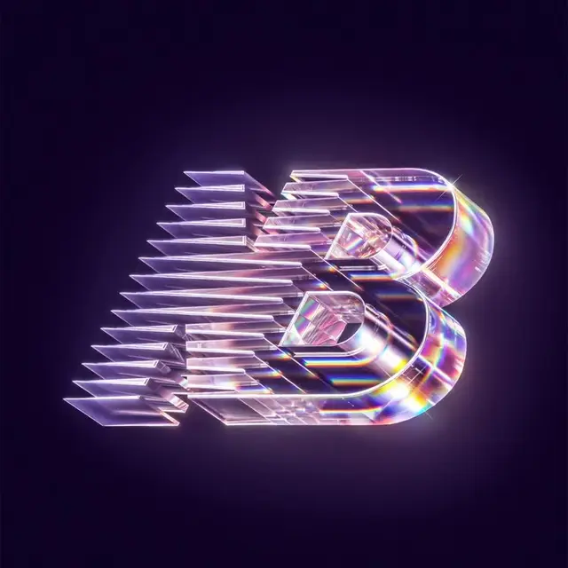 Iridescent Crystal 3D Letter B — Stacked Glass Slabs