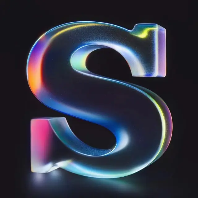 Iridescent Glass Uppercase S — 3D Typographic Render