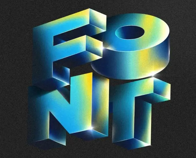 3D Gradient Typography: Chunky 'FONT' Letters with Cyan-to-Yellow Bevel