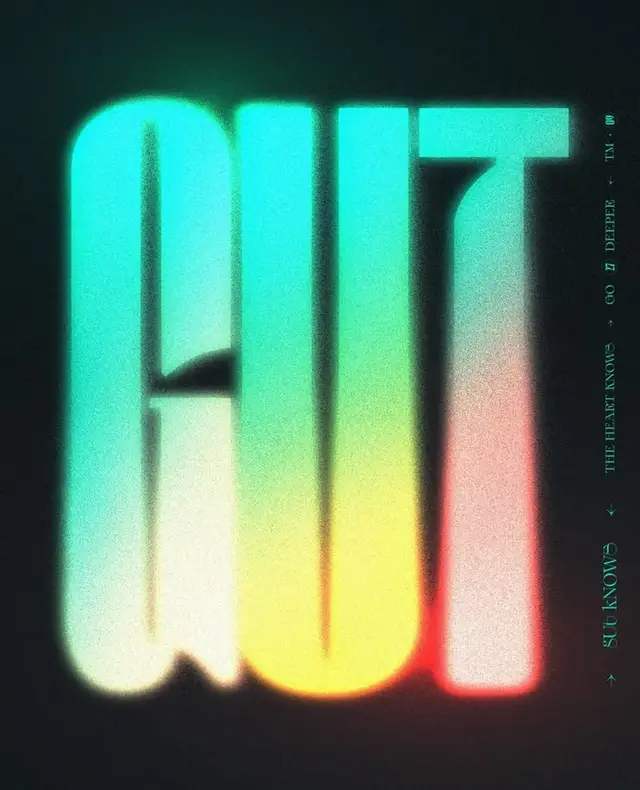 Bold neon-gradient poster with large 'CUT' typography