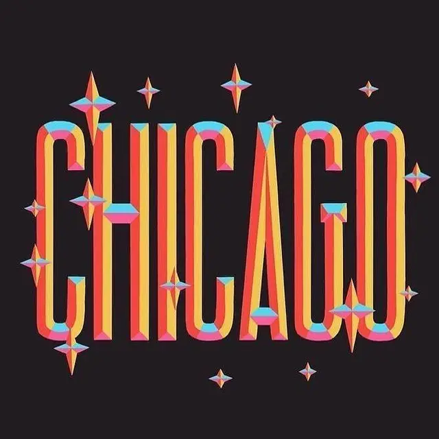 CHICAGO — Retro 3D Condensed Lettering with Prism Highlights