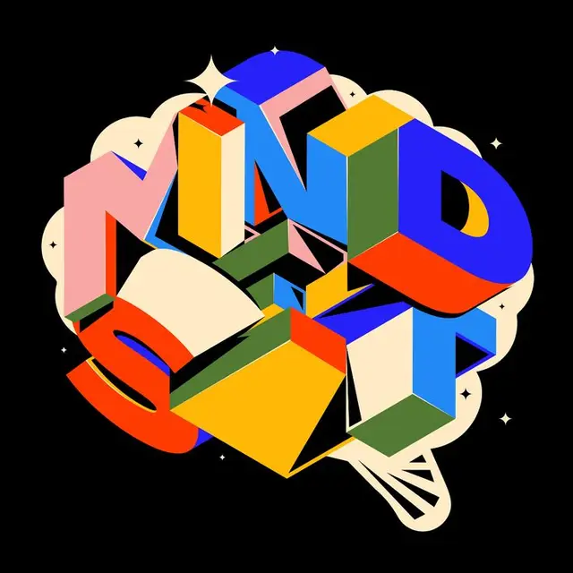 3D Geometric 'MIND BLOWN' Lettering Forming Brain Silhouette