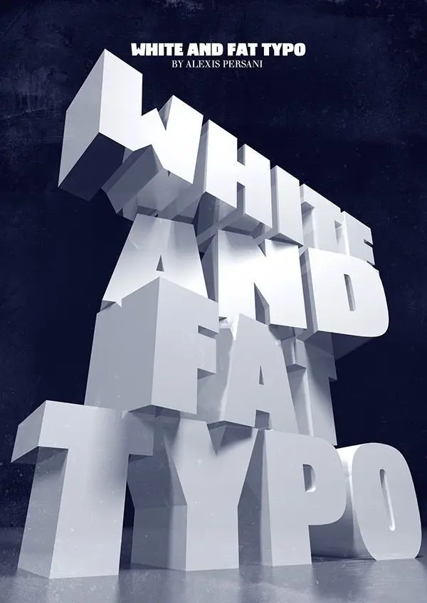 Photorealistic 3D Poster — "WHITE AND FAT TYPO" by Alexis Persani