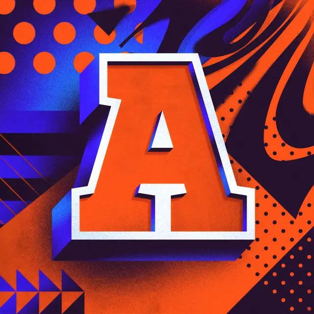 3D Orange Letter A on Blue-Orange Pop Art Background