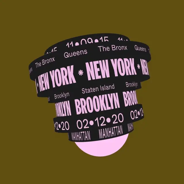 3D Typographic Spiral of New York Borough Names