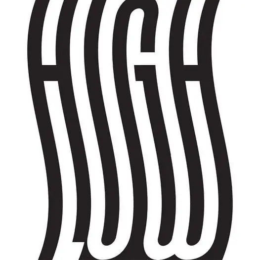 Black-and-white stretched typographic poster with vertical wavy letters