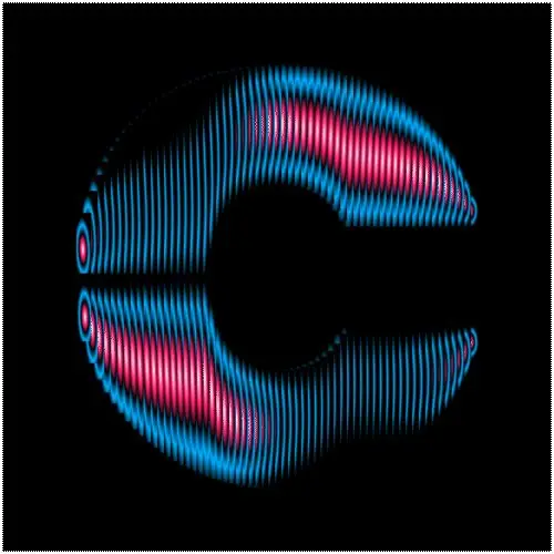 Neon C‑shaped Moiré Pattern (Cyan & Magenta)