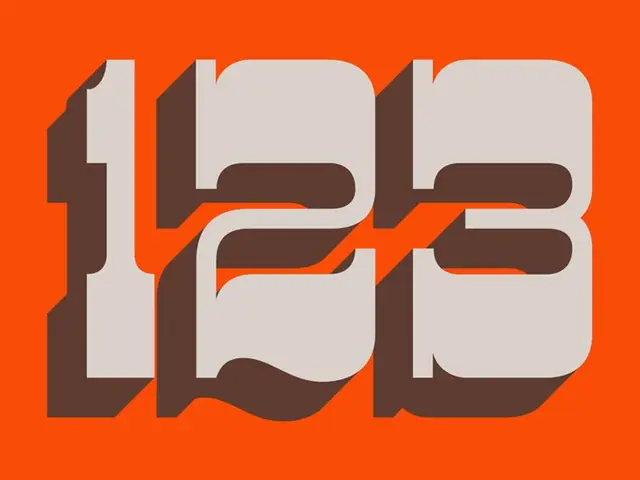 Retro 3D Numerals "123" on Vibrant Orange Background
