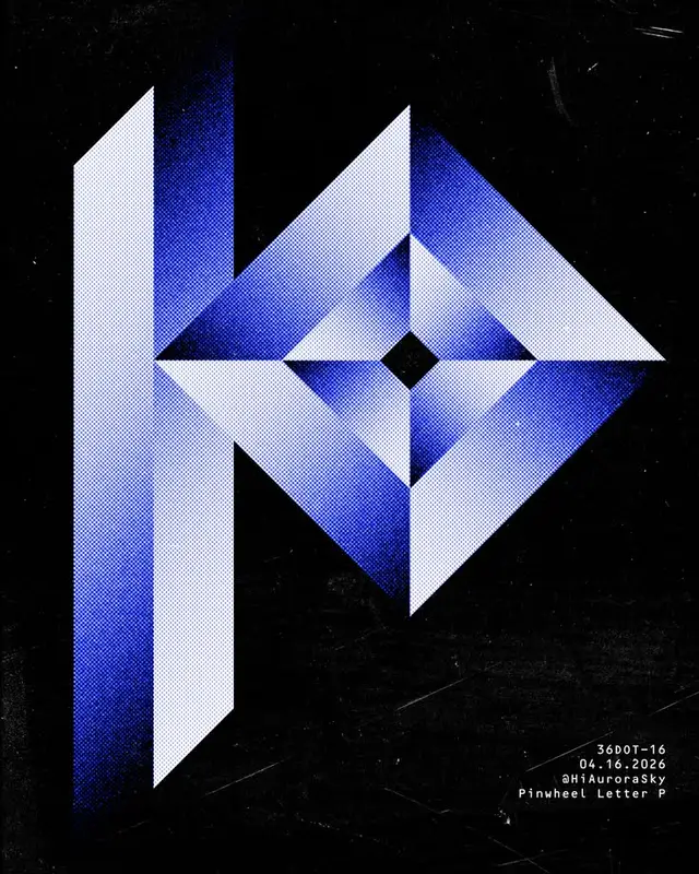 Pinwheel Letter P — Halftone Geometric Monogram