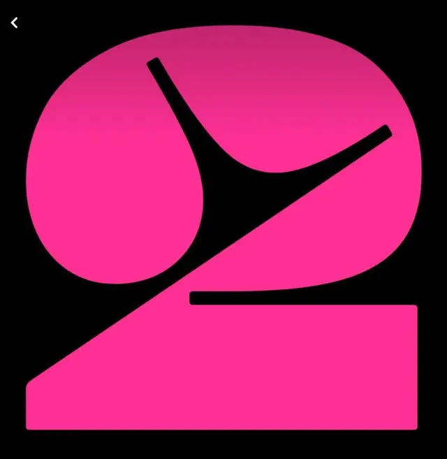 Bold Hot-pink Geometric Numeral 2 on Black Background