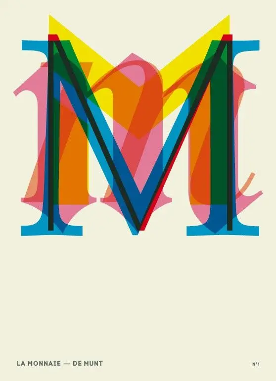 La Monnaie / De Munt — Layered Overprint 'M' Typographic Poster