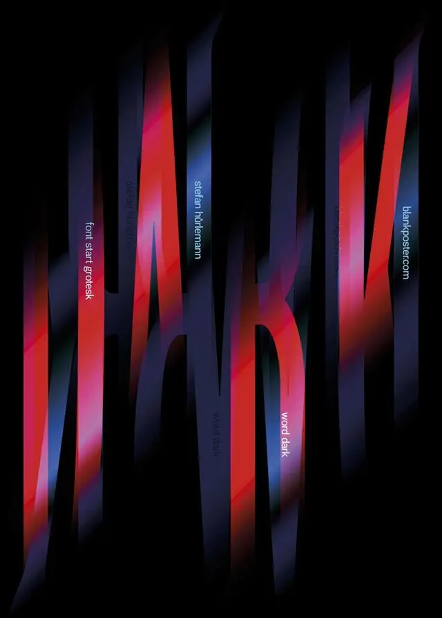 Dark Poster with Vertical Gradient Slashes and Small Vertical Type