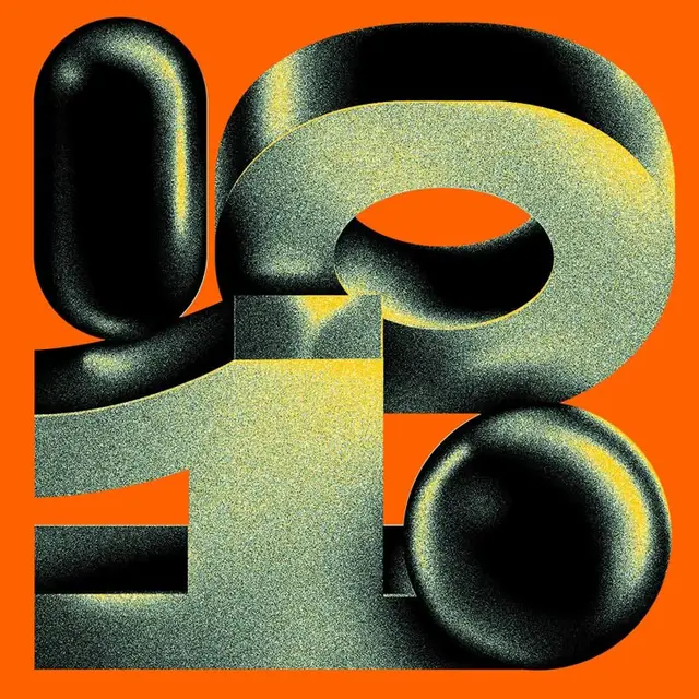 Speckled 3D Geometric Typography on Bright Orange Background
