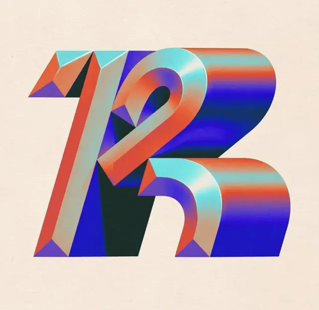 3D Gradient Chrome Numeral "13" on Textured Paper