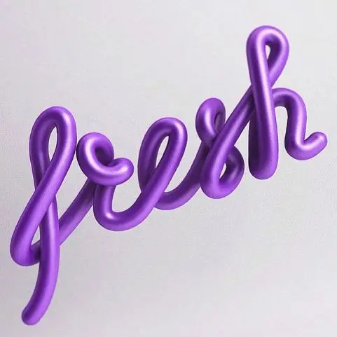 3D Glossy Purple Cursive "fresh" Typography Render