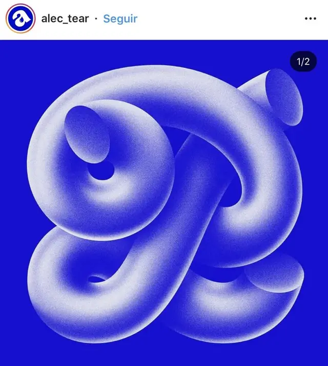 Abstract grainy blue 3D tubular knot — Instagram post by alec_tear