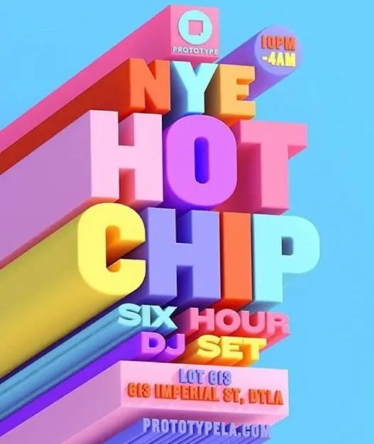 3D pastel NYE club flyer — Prototype LA, Lot 618