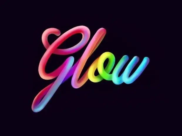 Neon Rainbow 3D Script — "Glow" on Dark Background