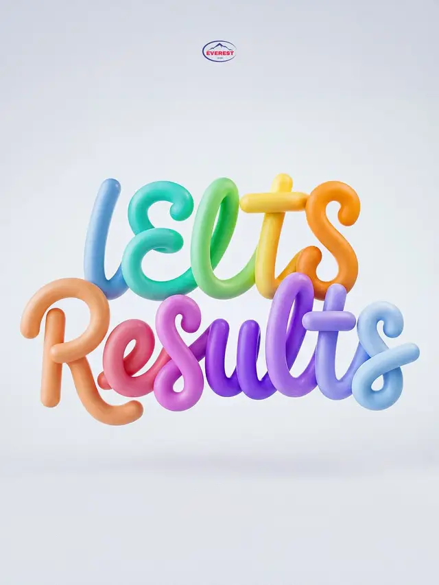 3D balloon typography poster — "Lets Results" with EVEREST logo
