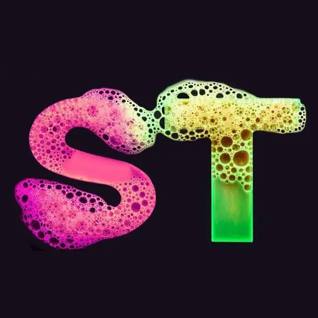 Bubbly Neon 'ST' Foam Typography