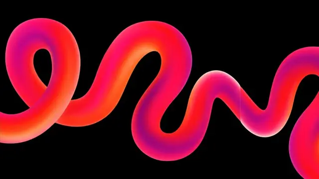3D Neon Pink-Orange Tubular Ribbon Wave