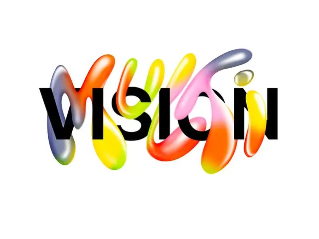 VISION wordmark with glossy multicolor liquid blobs