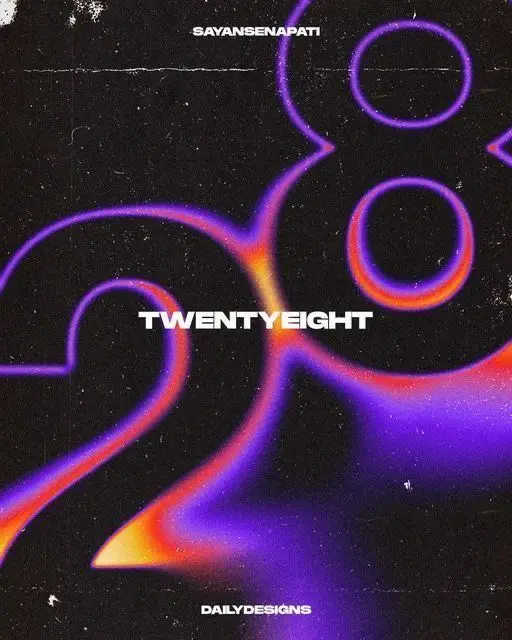 TWENTYEIGHT — Neon 28 Poster with Grainy Black Background