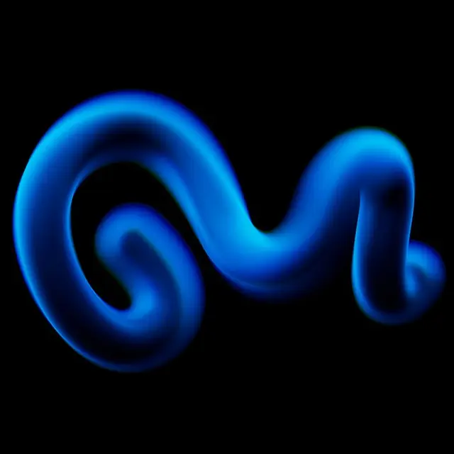 Glowing Neon-Blue Tubular Ribbon (S-curve) on Black — Digital 3D Render