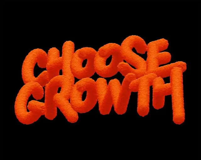 Plush 3D Orange Lettering: "CHOOSE GROWTH"