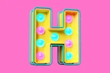 Pastel Marquee Letter "H" — 3D Yellow Sign with Bulbs