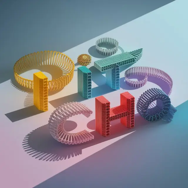 3D Coil-Sculpted Typography — Pastel Studio Render
