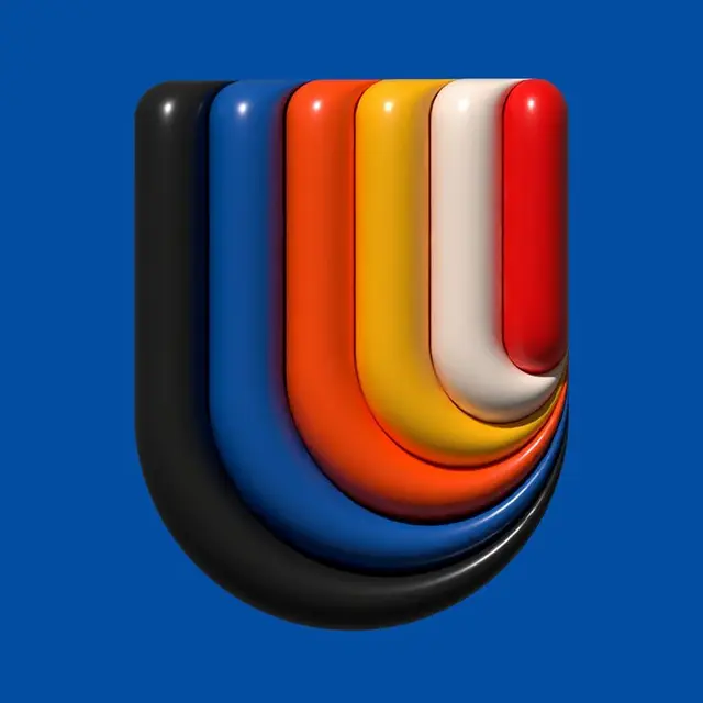 Glossy Layered U-Shape 3D Illustration — Retro Palette