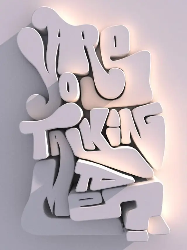3D Bubble Typography: "ARE YOU TALKING TO ME?" in Matte Pastel